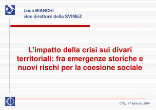 Luca BIANCHI vice direttore della SVIMEZ