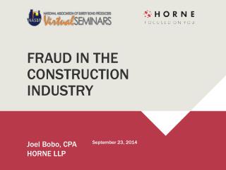 FRAUD IN THE CONSTRUCTION INDUSTRY