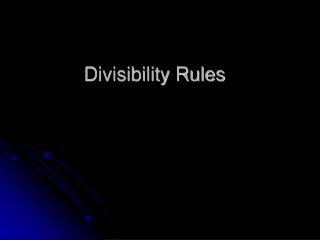 Divisibility Rules