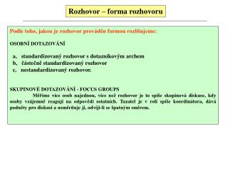 Rozhovor – forma rozhovoru