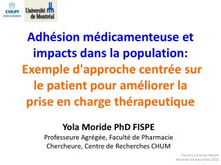 Yola Moride PhD FISPE Professeure Agrégée, Faculté de Pharmacie