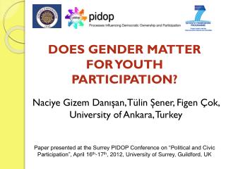 DOES GENDER MATTER FOR YOUTH PARTICIPATION ?