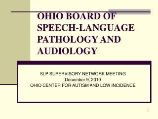 OHIO BOARD OF SPEECH-LANGUAGE PATHOLOGY AND AUDIOLOGY