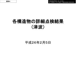 各構造物の詳細点検結果 （津波）