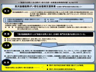 高次脳機能障がい者社会復帰支援事業 ～広域的・専門的支援の充実を目指して～