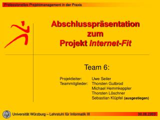 Abschlusspräsentation zum Projekt Internet-Fit