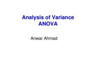 Analysis of Variance ANOVA