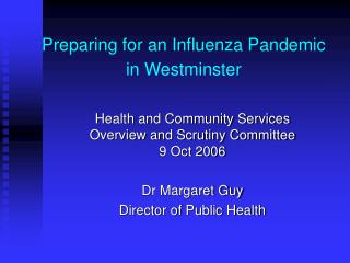 Preparing for an Influenza Pandemic in Westminster