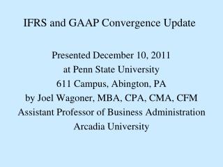 IFRS and GAAP Convergence Update