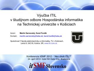 Výučba ITIL v študijnom odbore Hospodárska informatika na Technickej univerzite v Košiciach