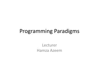 Programming Paradigms