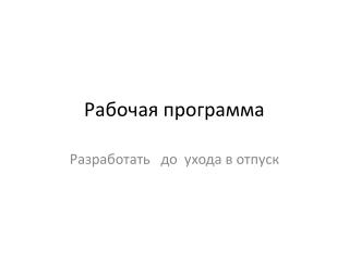 Рабочая программа