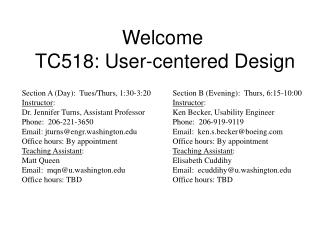 Welcome TC518: User-centered Design