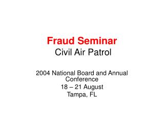 Fraud Seminar Civil Air Patrol