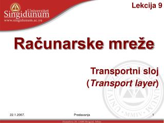 Transportni sloj ( Transport layer )