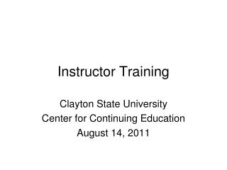 Instructor Training