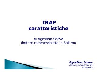 IRAP caratteristiche di Agostino Soave dottore commercialista in Salerno