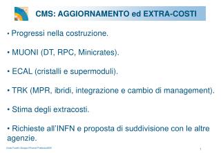 CMS: AGGIORNAMENTO ed EXTRA-COSTI