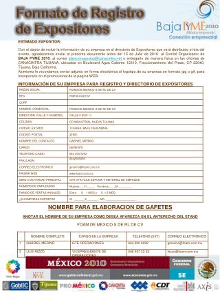 Formato de Registro de Expositores