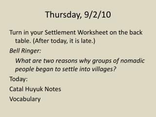 Thursday, 9/2/10