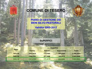 PIANO DI GESTIONE DEI BENI SILVO-PASTORALI Validità 2003-2012