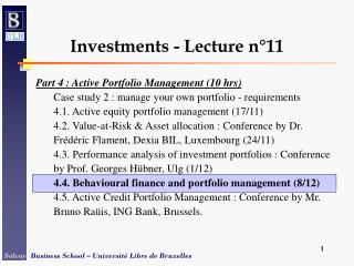 Investments - Lecture n°11