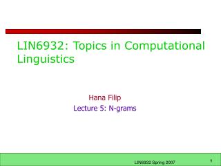 LIN6932: Topics in Computational Linguistics