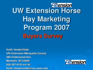 UW Extension Horse Hay Marketing Program 2007