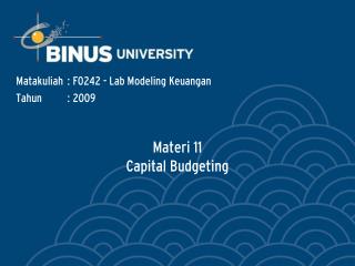 Materi 11 Capital Budgeting