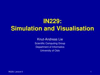 IN229: Simulation and Visualisation