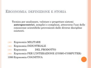 Ergonomia: definizione e storia