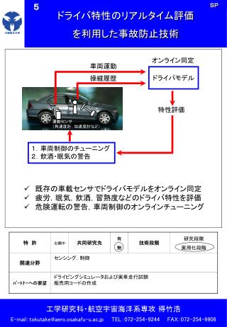 ドライバ特性のリアルタイム評価 を利用した事故防止技術