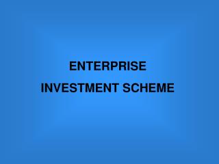 ENTERPRISE INVESTMENT SCHEME