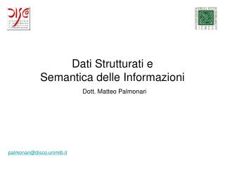 Dati Strutturati e Semantica delle Informazioni