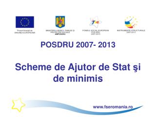 POSDRU 2007- 2013 Scheme de Ajutor de Stat şi de minimis