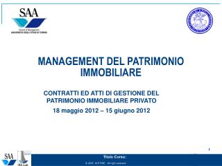 MANAGEMENT DEL PATRIMONIO IMMOBILIARE
