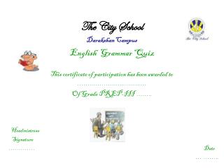 The City School Darakshan Campus English Grammar Quiz