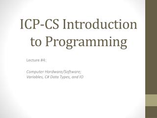 ICP-CS Introduction to Programming