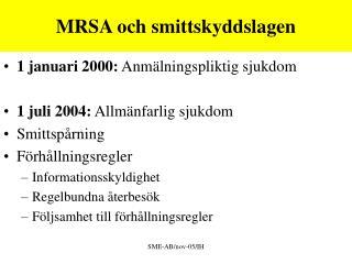 MRSA och smittskyddslagen