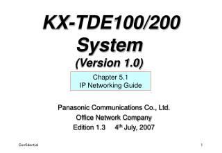 Panasonic Communications Co., Ltd. Office Network Company Edition 1.3 4 th July, 2007