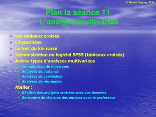 Plan la séance 11 L’analyse multivariée