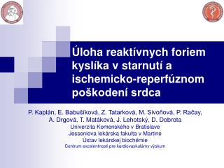 Úloha reaktívnych foriem kyslíka v starnutí a ischemicko-reperfúznom poškodení srdca