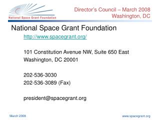 Director’s Council – March 2008 Washington, DC