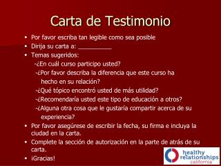 Carta de Testimonio