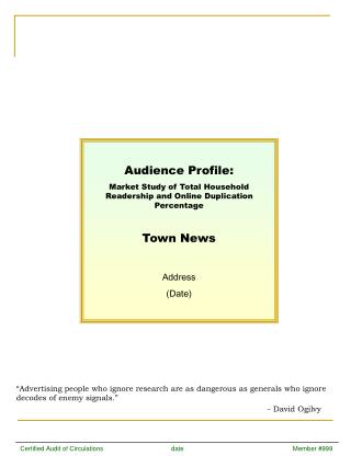 Audience Profile: Market Study of Total Household Readership and Online Duplication Percentage