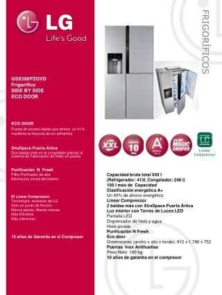 GS9366PZQVD Frigorífico SIDE BY SIDE ECO DOOR ECO DOOR