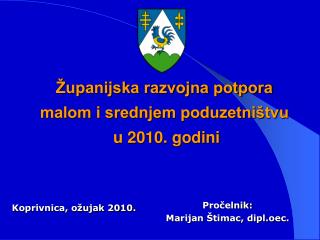 Pročelnik: Marijan Štimac, dipl.oec.