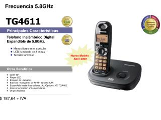 Caller ID Ringer LED Bloqueo de Llamadas Baterías recargables de Ni-MH tamaño AAA