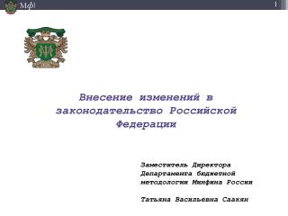 Внесение изменений в законодательство Российской Федерации