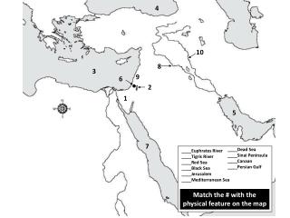 ____Euphrates River ____Tigris River ____Red Sea ____Black Sea ____Jerusalem
